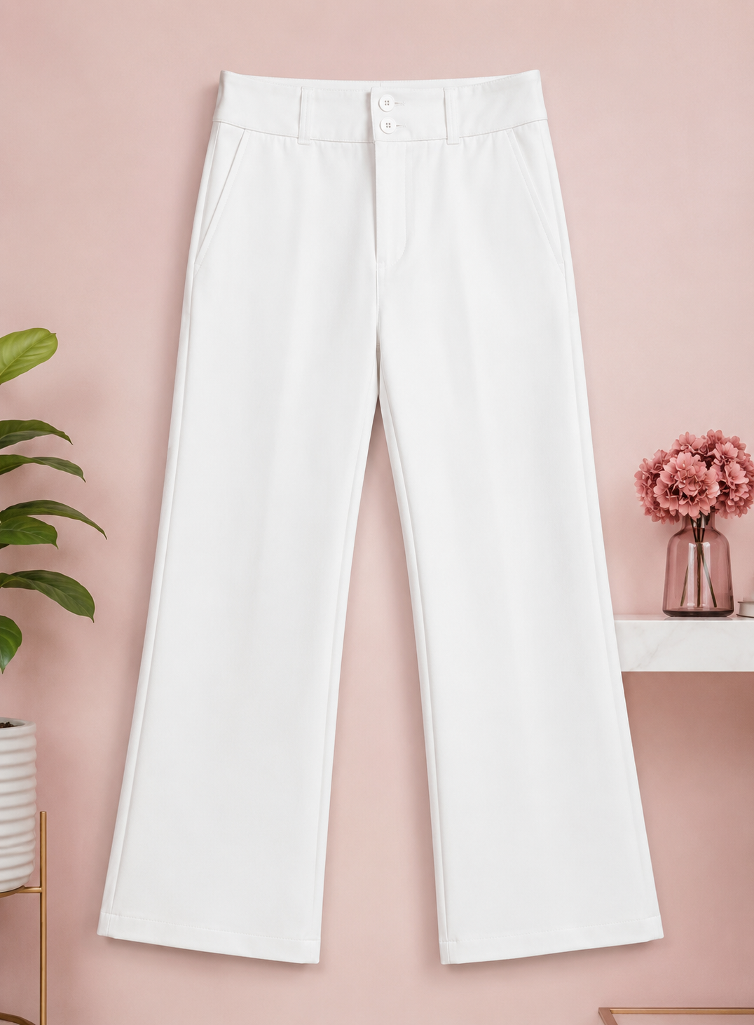 A n' e OFF white high waist corporate pants