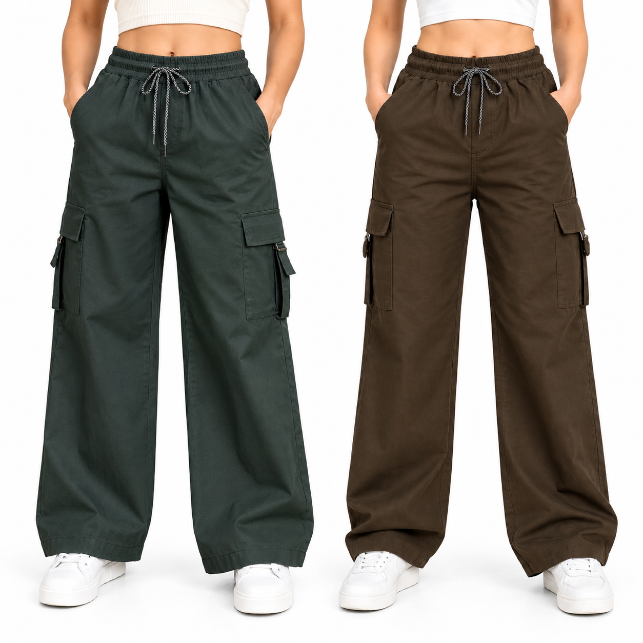 A n' e Combo olive Grey and chocolate brown women Cargo Pants XXL