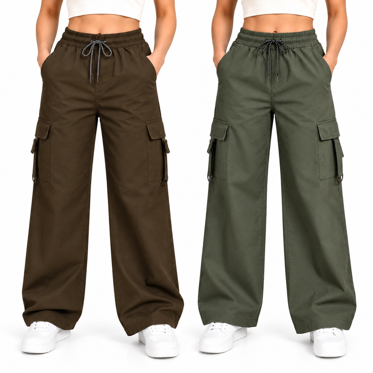 A n' e Combo chocolate brown and dark Olive women Cargo Pants XXL