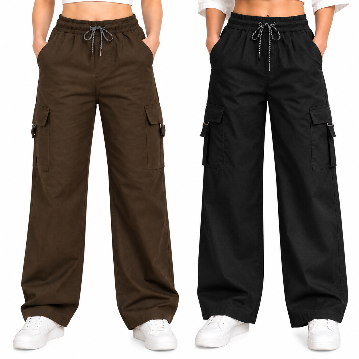A n' e Combo chocolate brown and Black women Cargo Pants XXL