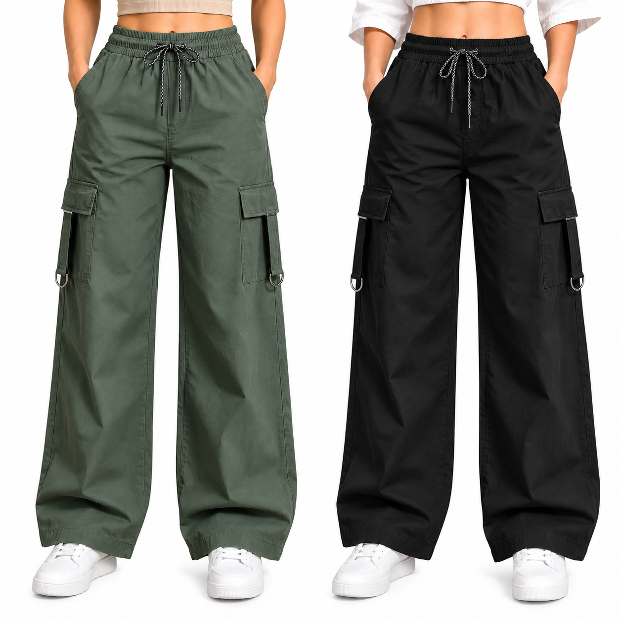 A n' e Combo dark Olive and Black women Cargo Pants XXL