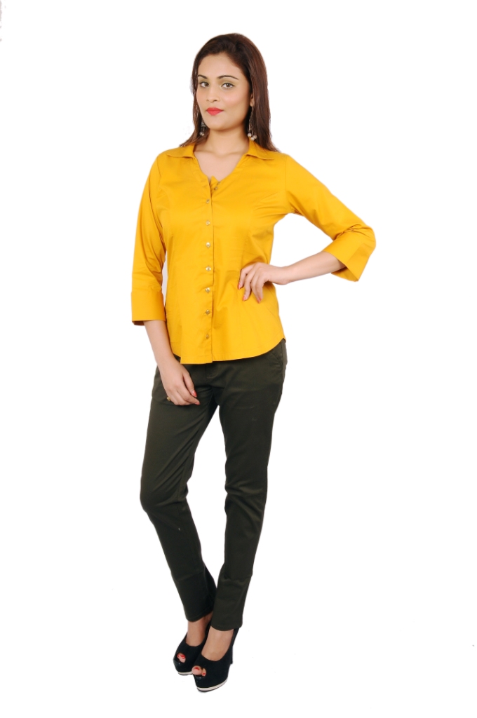 Gold Corporate Cotton  shirt With Swarovski Crystal Logo