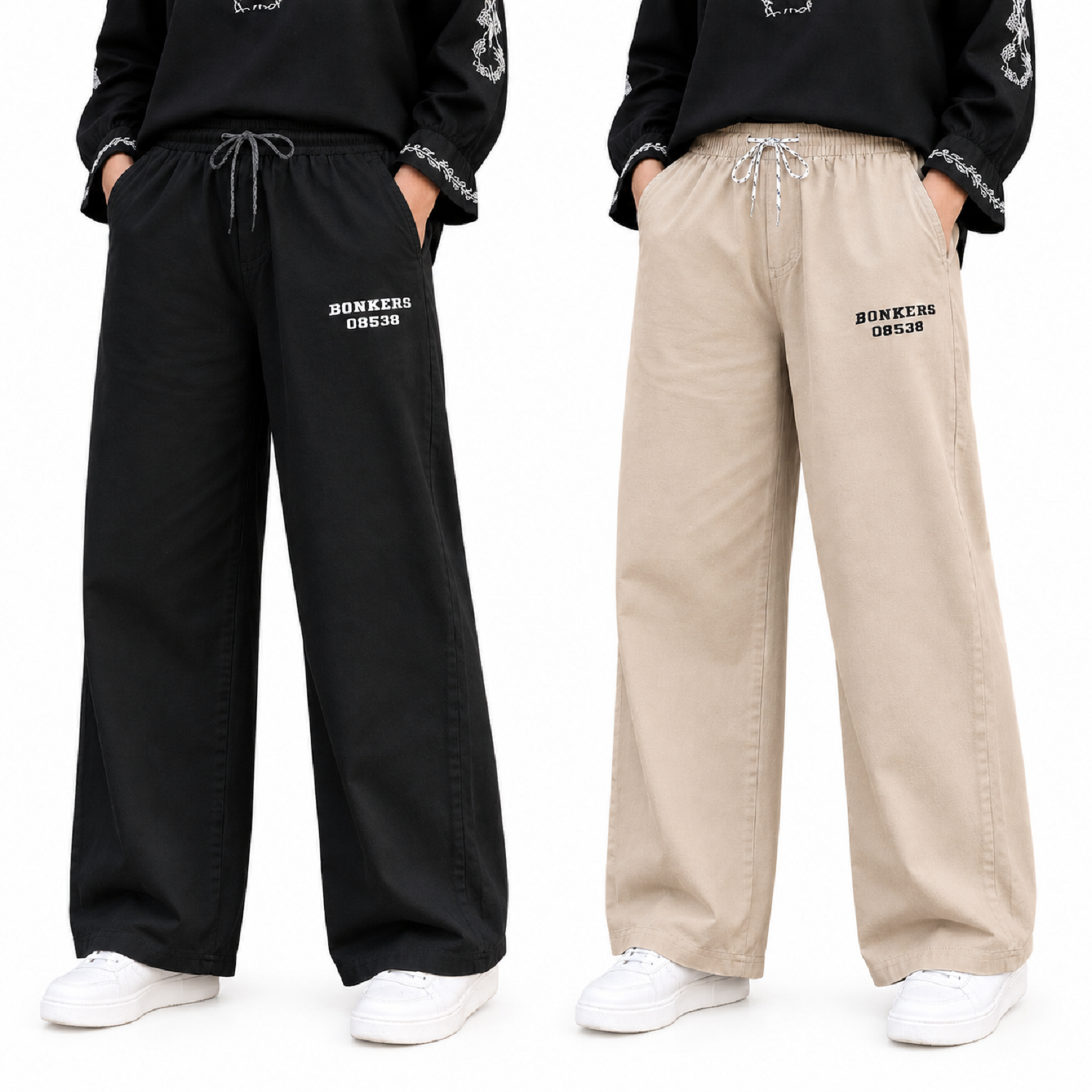 A n' e combo Black and Beige women Wide-Leg Pants Comparison XXL