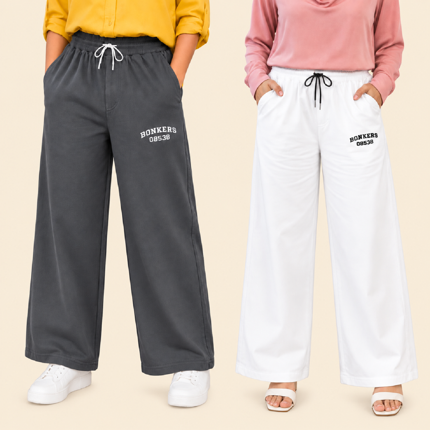 A n' e combo Steel smoke and white women  Bonkers Pant XXL